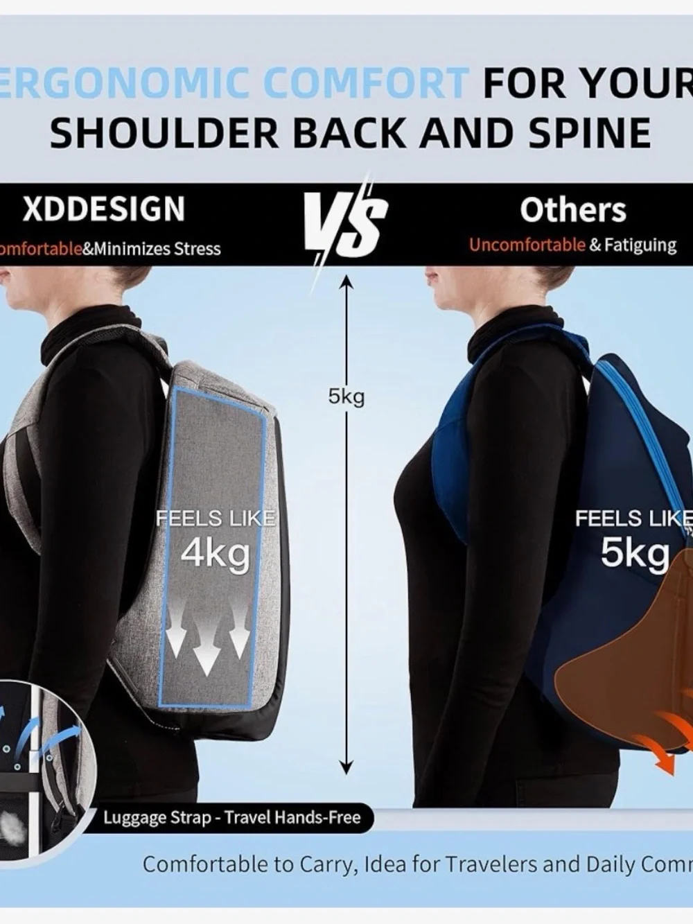XD Design Light Blue Anti-Theft Backpack